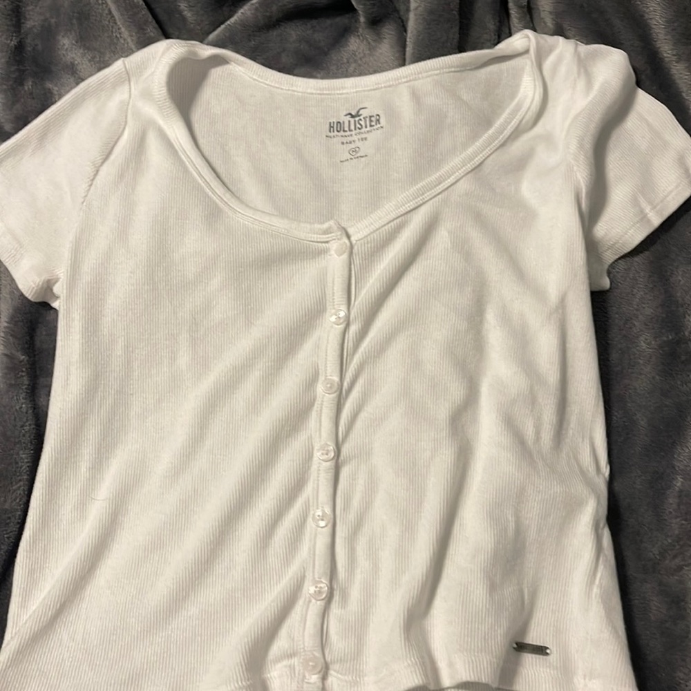 White Button Up Baby Tee